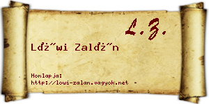 Löwi Zalán névjegykártya